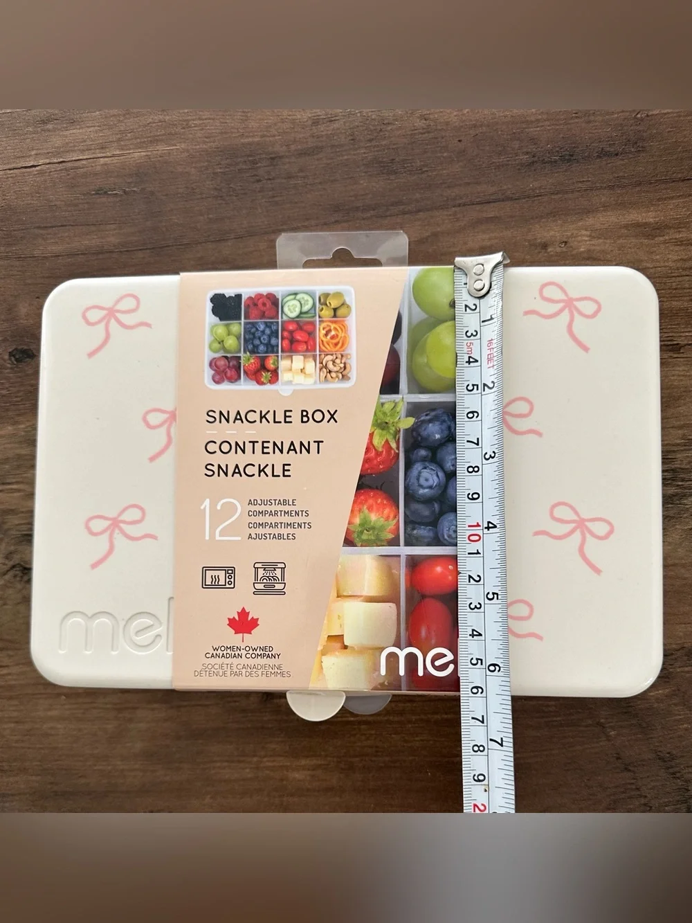Melii Snackle Box 12 Adjustable Compartments – Pink Bow Print – New 🎀